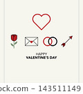 Abstract minimalist geometric love symbol for Happy Valentine's day greeting card square template have blank space. 143511149