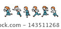 A set of illustrations of energetic middle and high school students running. 143511268