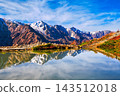 Autumn leaves and snow-capped Lake Happo and Mount Hakuba in the Northern Alps 143512018