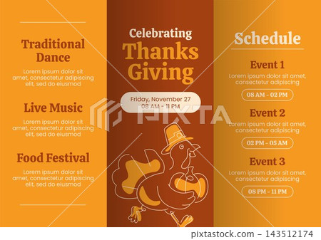 Thanksgiving Social Media Brochure Flat Cartoon Illustration Background Thanksgiving Social Media Brochure Flat Cartoon Illustration Background 143512174