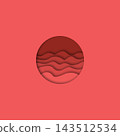 red abstract wavy layers in circle paper cut vector 143512534