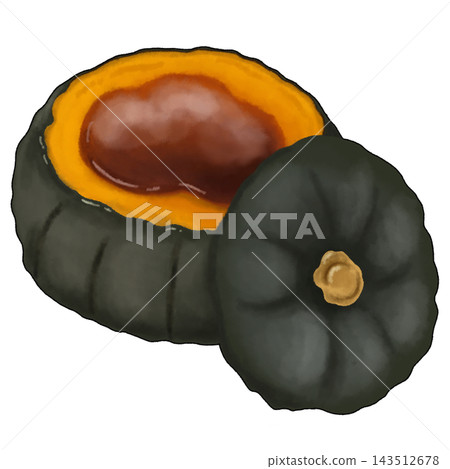 Illustration of a whole pumpkin pudding Illustration of a whole pumpkin pudding 143512678