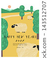 2027 Picture Book Style New Year's Card Template for the Year of the Sheep 143512707