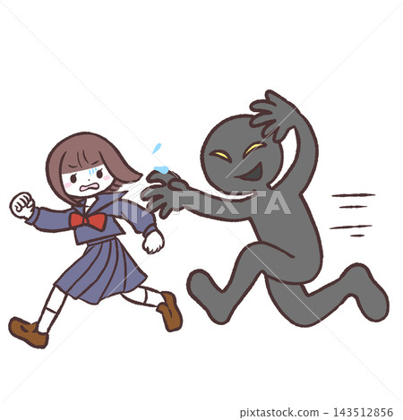 一幅插圖,描繪的是一個身穿水手服的女孩被一個變態追逐。 一幅插圖,描繪的是一個身穿水手服的女孩被一個變態追逐。 143512856
