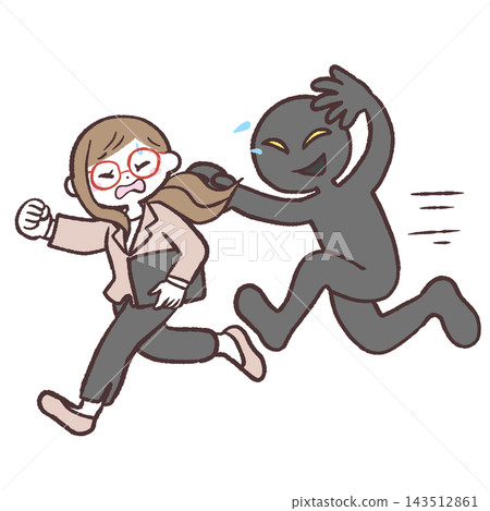 一幅描繪女白領被變態追逐的插圖。 143512861