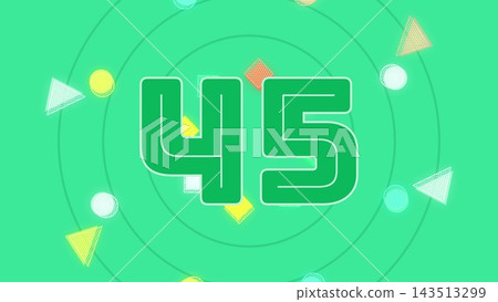 Cute and pop-style countdown number "45" with burst of shapes and a colorful background (4K still image) Cute and pop-style countdown number "45" with burst of shapes and a colorful background (4K still image) 143513299