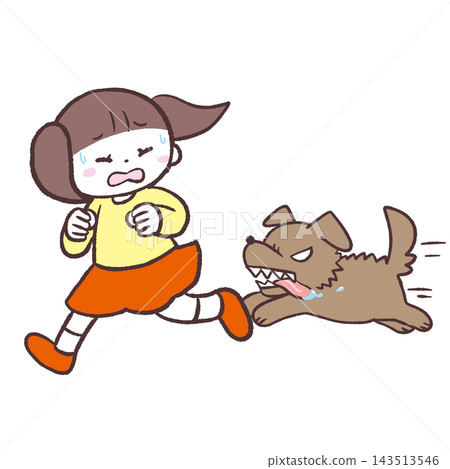 圖解:一個女孩被狗追趕 圖解:一個女孩被狗追趕 143513546