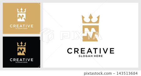 Initial letter M with crown icon vector design 143513684