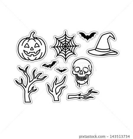 Set of hand drawn Halloween spooky icons and elements. Set of hand drawn Halloween spooky icons and elements. 143513734