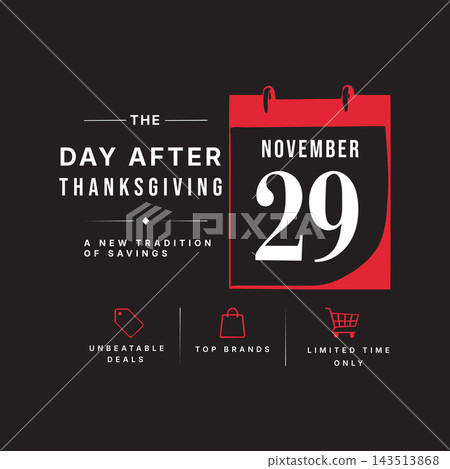 Day After Thanksgiving November 29 Sale Poster with Calendar Design Day After Thanksgiving November 29 Sale Poster with Calendar Design 143513868