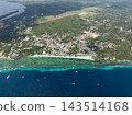 An aerial view showing the coastline and resort area of Panglao, Bohol, Philippines 143514168