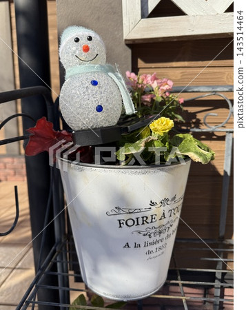 雪人與盆栽植物 143514464