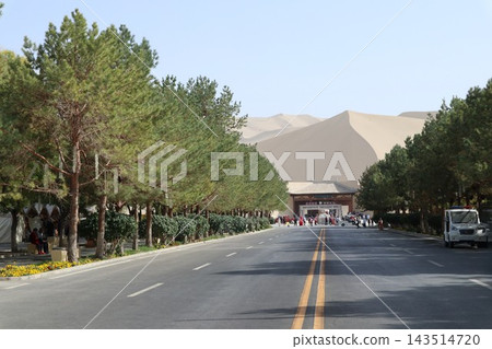 The scenery of Mingsha Mountain in Dunhuang, China The scenery of Mingsha Mountain in Dunhuang, China 143514720