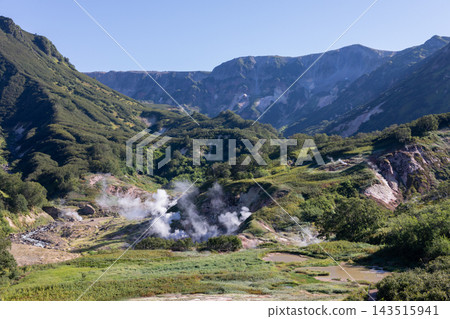 Geothermal steam rising over the Valley of Geysers canyon Geothermal steam rising over the Valley of Geysers canyon 143515941