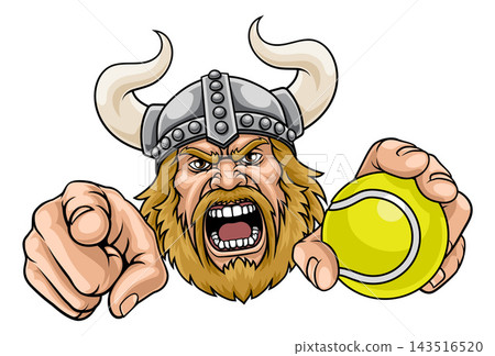 Viking Tennis Ball Sports Team Mascot Man Viking Tennis Ball Sports Team Mascot Man 143516520