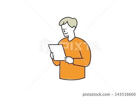 Man reading a printout Man reading a printout 143516600