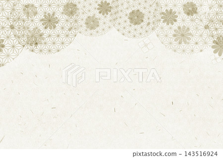 An elegant Japanese-style background featuring floral and hemp leaf patterns. An elegant Japanese-style background featuring floral and hemp leaf patterns. 143516924