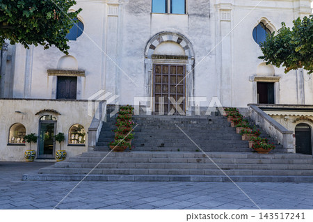 The Cathedral of Ravello - Basilica of Santa Maria Assunta and Saint Pantaleon, located in the main square of the picturesque town of Ravello on Italy's Amalfi Coast. The Cathedral of Ravello - Basilica of Santa Maria Assunta and Saint Pantaleon, located in the main square of the picturesque town of Ravello on Italy's Amalfi Coast. 143517241