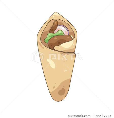 Illustration of doner kebab wrap 143517723
