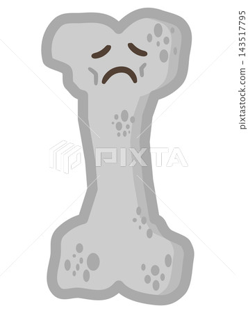 An illustration of a bone character suffering from osteoporosis, whose bone density has decreased and whose bones have become porous and sad. An illustration of a bone character suffering from osteoporosis, whose bone density has decreased and whose bones have become porous and sad. 143517795
