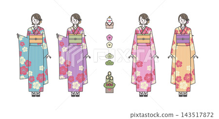 New Year's [Female Illustration Material Set for Each Event] 143517872