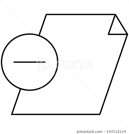 Line art style icon illustration of a paper document with minus remove badge symbol isolated on transparent background. Minimalist thin line element for delete document UI. Line art style icon illustration of a paper document with minus remove badge symbol isolated on transparent background. Minimalist thin line element for delete document UI. 143518124
