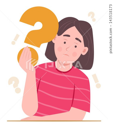 Curious Teenage Girl Holding a Big Question Mark Symbol in Hands with Feeling of Confuse for Q&A Concept Illustration Clip Art Curious Teenage Girl Holding a Big Question Mark Symbol in Hands with Feeling of Confuse for Q&A Concept Illustration Clip Art 143518173