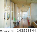 Empty elementary school corridor Empty elementary school corridor 143518544