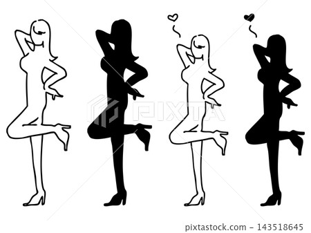 Stylish female model in a pose with a heart silhouette - beauty, diet, fashion, posing Stylish female model in a pose with a heart silhouette - beauty, diet, fashion, posing 143518645