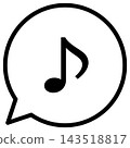 Simple monochrome icons of musical notes and speech bubbles. 143518817