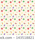F004-Seamless cute kawaii fruit and vegetable pattern 143518821
