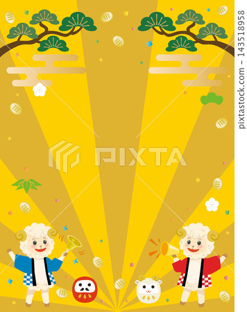 可愛的綿羊圖案相框，獻給羊年 143518958