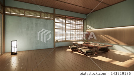 blue room Autumn concept on Living room Japanese style with white wall with floor tatami mat and table low japan Evokes a sense of warmth, fall background. 3d rendering blue room Autumn concept on Living room Japanese style with white wall with floor tatami mat and table low japan Evokes a sense of warmth, fall background. 3d rendering 143519186