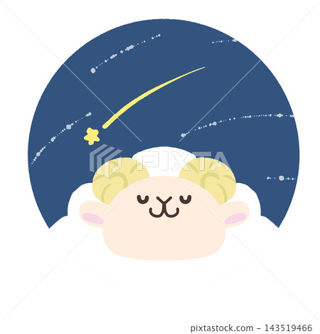 圓形夜空和綿羊的插圖 143519466