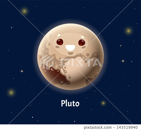 Cartoon Pluto dwarf planet character with craters Cartoon Pluto dwarf planet character with craters 143519940