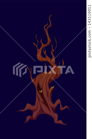 Cartoon Halloween tree character with yellow eyes 143519951