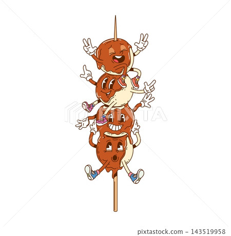Retro groovy Dango characters with rice dumplings 143519958