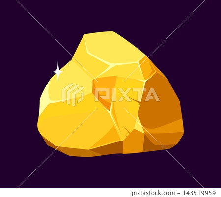 Shiny cartoon gold nugget with faceted surfaces Shiny cartoon gold nugget with faceted surfaces 143519959