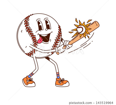 Baseball ball mascot icon with cheerful face Baseball ball mascot icon with cheerful face 143519964