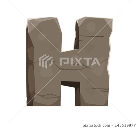 Cartoon stone font letter H with jagged edges Cartoon stone font letter H with jagged edges 143519977