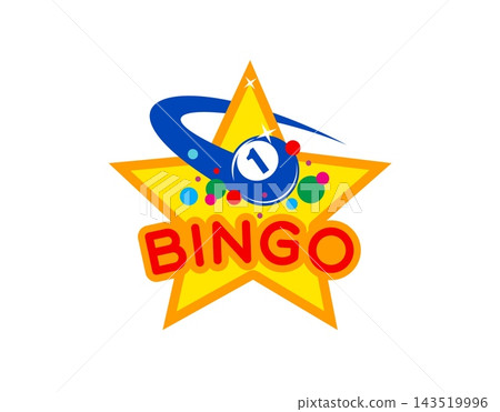 Lottery bingo winner icon with ball and star Lottery bingo winner icon with ball and star 143519996