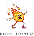 Cartoon groovy fire flame character, funny face 143520012