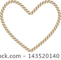 Heart-patterned rope frame illustration, hemp beige, vector. 143520140