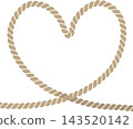 Heart pattern rope frame illustration, undercross type, linen beige, vector. 143520142