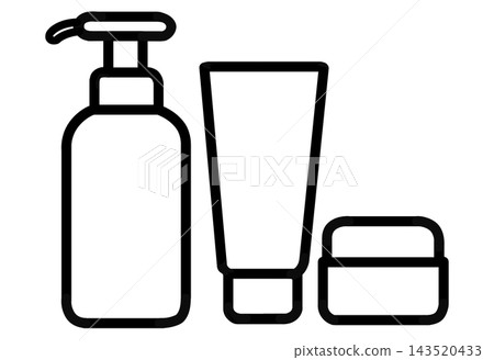 Cosmetic icons of pump bottles, tubes, and creams 143520433