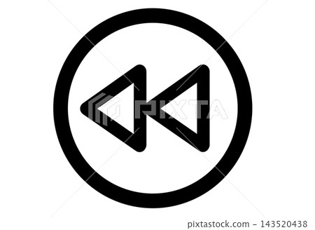 An icon with a rewind symbol inside a circle. An icon with a rewind symbol inside a circle. 143520438