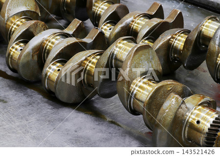 mechanical and engineering concept.. New engine crankshaft. mechanical and engineering concept.. New engine crankshaft. 143521426