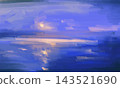 Abstract Blue Painterly Brushstroke Background 143521690