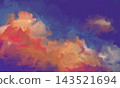 Abstract Painterly Sunset Cloud with Orange and Purple Tones 143521694