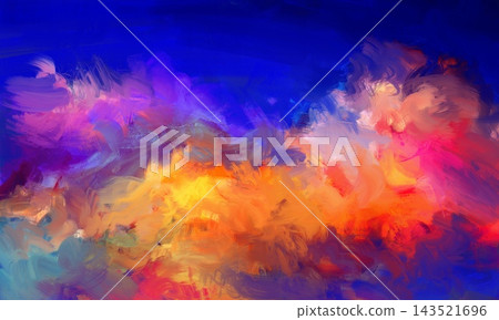 Vibrant Abstract Painterly Cloud with Orange Pink and Blue Vibrant Abstract Painterly Cloud with Orange Pink and Blue 143521696